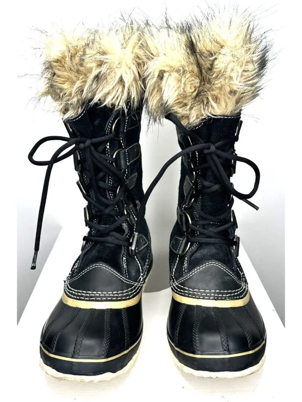 Sorel Joan Of Arctic Womens 7 Black Waterproof Insulated Snow Boots Faux Fur